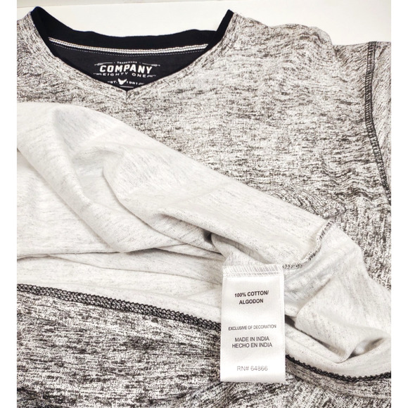 Company Eighty One Short Sleeve Henley Men's V Neck T Shirt Size M Gray Cotton - Picture 7 of 8